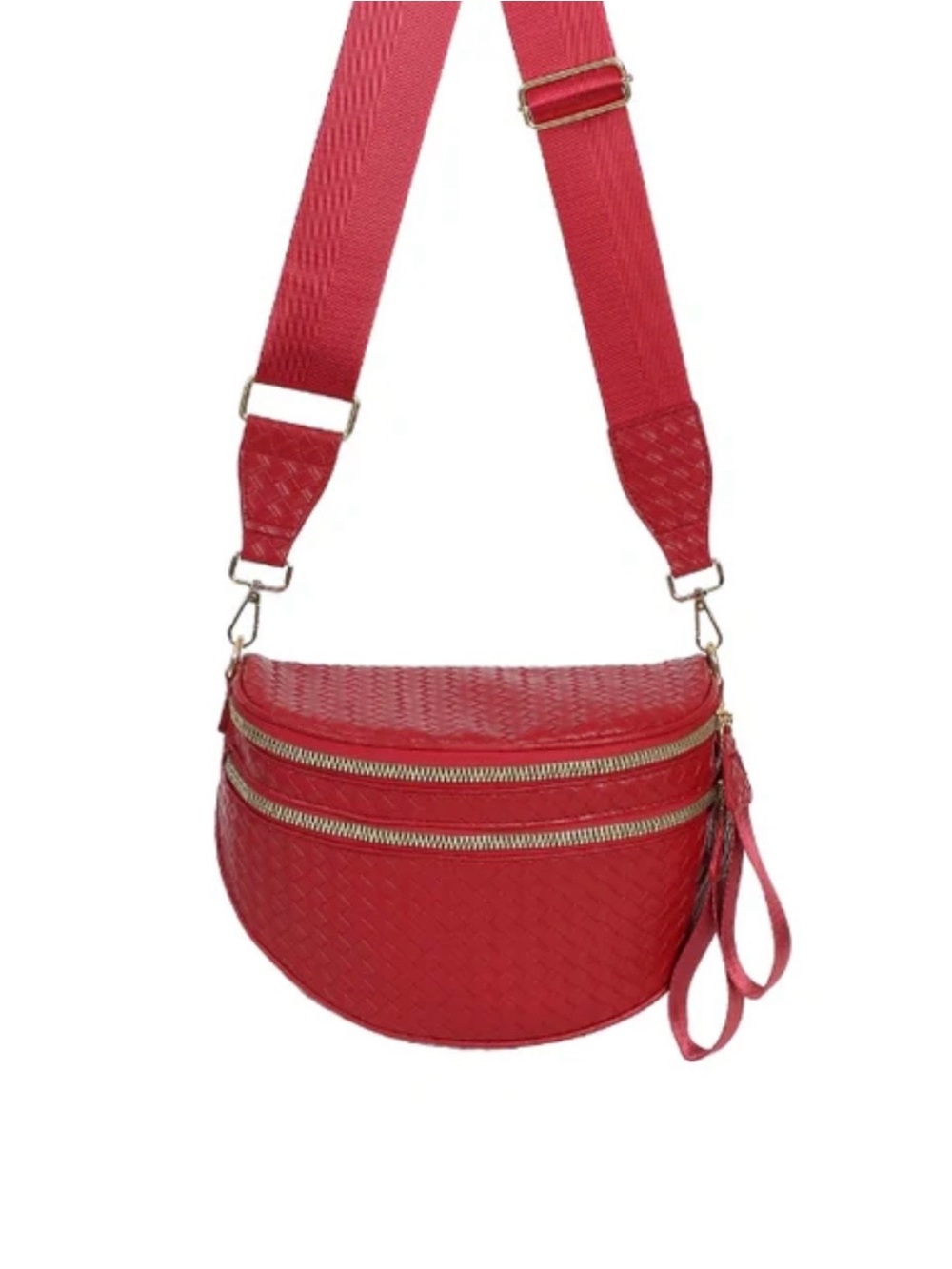 NWT Emmafy Woven Red Crossbody Bag with Adjustable Strap